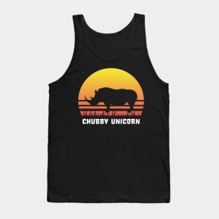 Chubby Unicorn Rhino Sunset Gift Tank Top